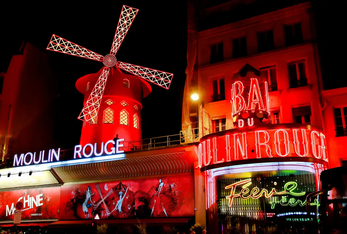 Paris Le Moulin Rouge At Night