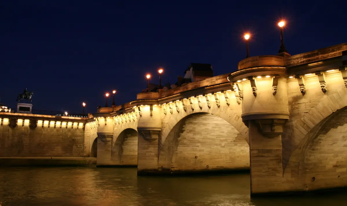 Paris Pont Neuf Bridge at night