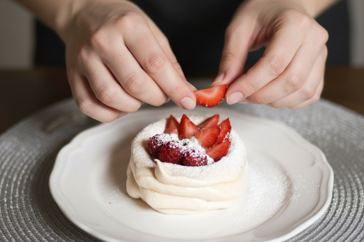 Pastry Class - Last Touch to the strawberry/raspberry dessert