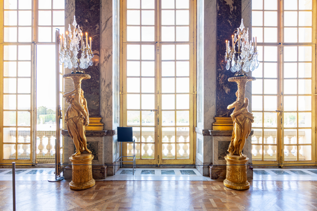 Versailles Castle - Hall of Mirrors - Details of the Statues near the windows